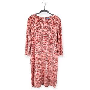 J. McLaughlin Sophia Orange White Catalina Cloth Sheath Dress in Radio Waves‎ L